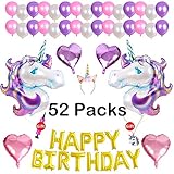 Sunba Youth Unicorn Party Supplies Set Birthday Decorations for Kids- Glitter Unicorn Headband for Girls,Gold Happy Birthday Banner, Latex Foil balloons,52 pcs Unicorn Party Decorâ€¦