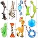 Pups N' Tails 10 Pack Set of Dog Toys for Small Dogs & Puppies. Great for Teething, Chewing, and Playtime. Assorted Toys: Rope, Ball, Plush, Squeaker, Rubber, Stuff Less, and Crinkle. Great Gift Item