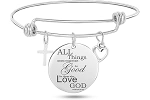 Jude Jewelers Stainless Steel Adjustable Size Christian Cross Holy Bible Verses Mantra Bangle Bracelet