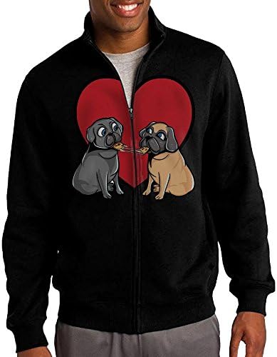 Men's Pugs-love-pizza-too Solid Stand Collar Zipper Jacket Size XL