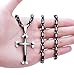 FIBO STEEL Stainless Steel Cross Pendant Mens Byzantine Chain Necklace 5mm Wide 24 inches