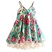 LittleSpring Toddler Girls Dresses Casual Summer Beach Floral Lace Sundress for Kids Mint Green 4T