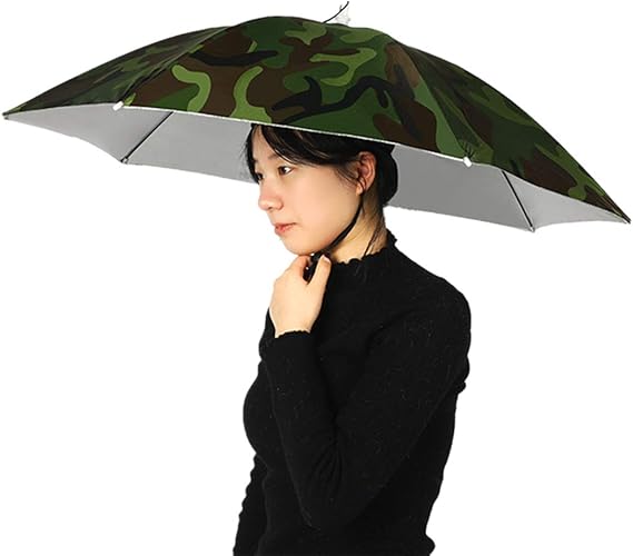 Amazon Co Jp Xinlinlin かさ帽子 釣り傘 傘帽子 かぶる傘 防水 防風 Uvカット 折り畳み式 釣り用 伸縮性 ファッション