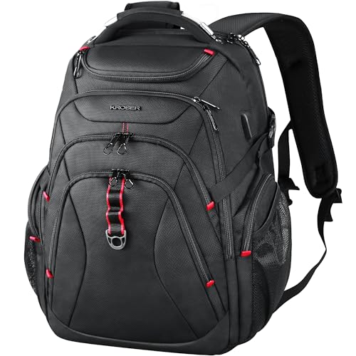 KROSER Travel Laptop Backpack Heavy Duty Computer Backpack with Hard Shell Saferoom RFID Pockets Water-Repellent Business College Daypack Stylish School Laptop Bag for Men/Women