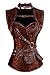 Charmian Women's Retro Goth Spiral Steel Boned Brocade Steampunk Bustiers Corset with Jacket and Belt Brown X-Large