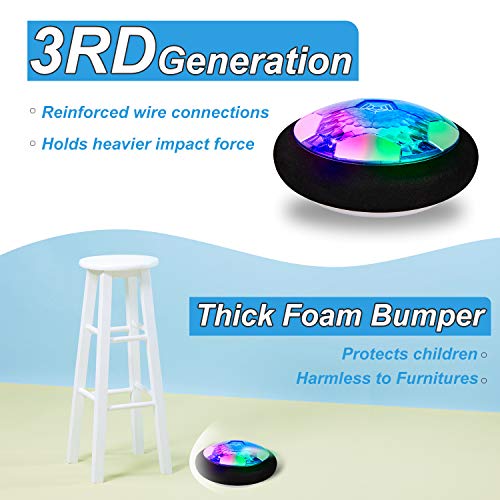 Kids Toys, Hover Soccer Ball Set with 2 Goals, Rechargeable Air Soccer with LED Light and Foam Bumper Indoor Projector Floating Ball Games Gift for 3 4 5 6 7 8-12 Years Old Boy Toddler（Newest Version）