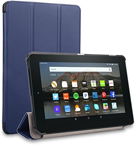 Zaneeta Case for Fire HD 7 (5th Generation ,2015 Release), Anti-aging and Slim Light Weight Leather Cover for Fire HD7 Tablet (Deep blue)
