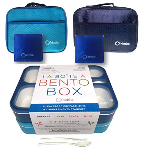 Photo 1 of Bento Boxes with Bag and Ice Packs Set Lunch-Box or Snack Containers for Kids Boys Girls 6 Leakproof Compartments