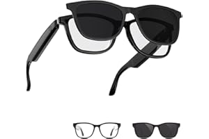 ZHIFUNA Smart Glasses with Bluetooth, 2-in-1 Magnetic Sunglasses (Blue Light Blocking & UV400), Bluetooth Glasses for Men/Women with Voice Assistant, Smart Sunglasses for Outdoor (With Black Lenses)