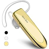 New Bee Bluetooth Earpiece V5.0 Wireless Handsfree Headset with Microphone 24 Hrs Driving Headset 60 Days Standby Time for iPhone Android Samsung Laptop Trucker Driver (Gold)