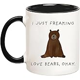 YOLANDEEUROKOK I Just Freaking Love Bears, Bears Mug, Friend Mug, 11 Oz Novelty Coffee Mug/Cup, Black