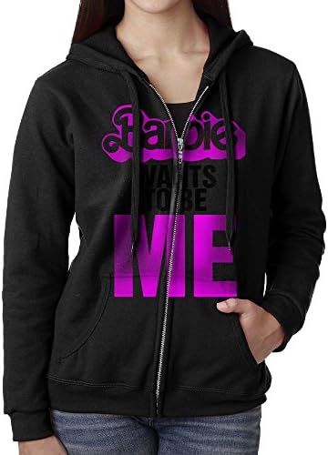 Barbie Wants To Be Me Sweater Shirt Zipper Jacket Sports Hoodie For Woman Fit Gym Black X-Large