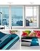 Window Film One Way Mirror Film Privacy Static Non-Adhesive Decorative Heat Control Anti UV Window Tint for Home and Office, Blue Silver 6mil, 23.6” x 78.7”