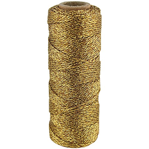 Just Artifacts Eco Metallic Bakers Twine 55yd 11 Ply Solid Gold - Decorative Bakers Twine for DIY Crafts and Gift Wrapping