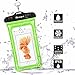 Waterproof Case, 2 Pack Clear Universal Waterproof Cell Phone Case, Transparent Dry Bag, Pouch, Snowproof Dirtproof for iPhone 6S Plus 5S, Samsung Galaxy S7 S6 Edge, Note 5 4 - Blue, Green