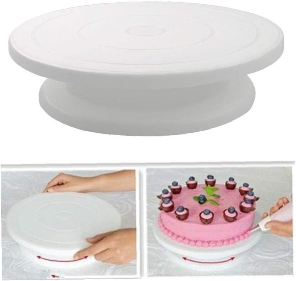 Plastic Cake Plate Turntable Rotating Antiskid Round Cake Stand Cake