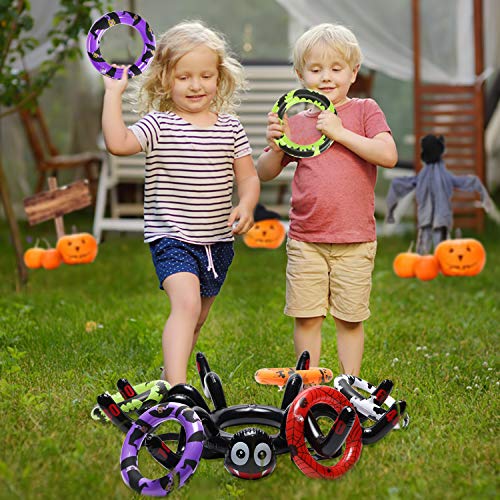 GROBRO7 11Pcs Halloween Inflatables Spider Hat Ring Toss Game Halloween Outdoor Party Favor Family Games Inflatable Toy Games Spider PVC Toys Multiplayer Games for Kids Adult - Thumbnail 5