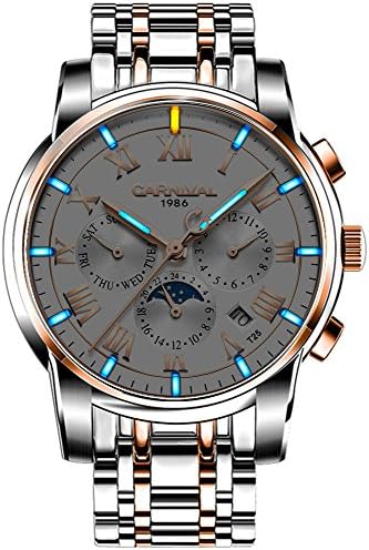 Men's Complications Automatic Mechanical Watch Super Bright Blue or Green Luminous