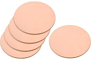 uxcell Pure Copper Sheet, 5pcs 2" x 0.06" 14 Gauge T2 Copper Metal Round Plate for Crafts, Electrical Repairs