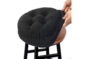 BUYUE Round Bar Stool Seat Cushion, Dia.13 Luxury Fashion Jacquard with Anti-Skid Silicone Bar Stool Cushion Padded (Black, M,1 Count)