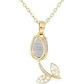 XYPHIELLE Delicate Tulip Necklace, Flower Fashionable, Clavicle Necklace with Zircons