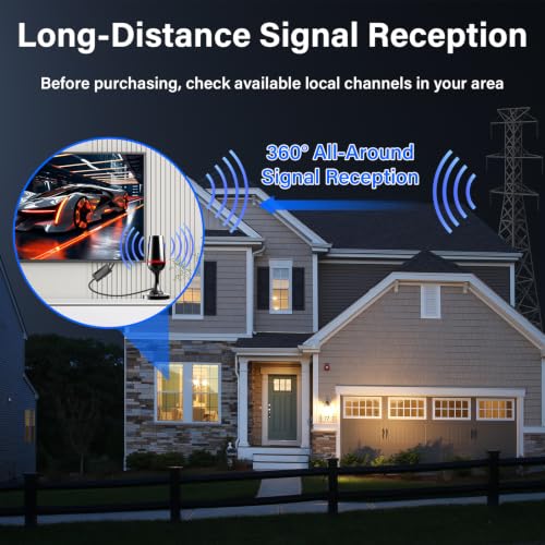 Digital TV Aerial Indoor, TV Aerial Booster with Strong Magnetic Base, 4K 1080P HD Indoor TV Aerial, Support VHF UHF DAB Radio Fit All Televisions