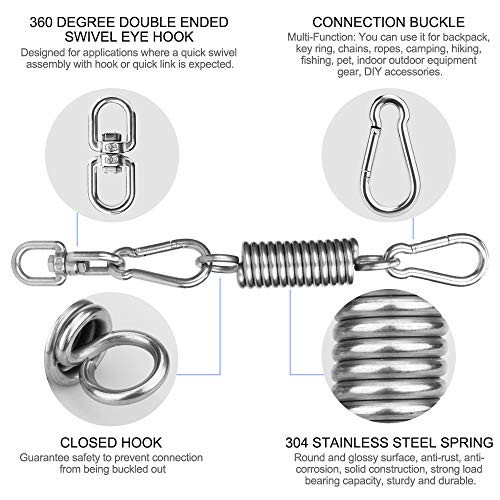 Kwithan Ultra Strong Hammock Chair Hanging Kit 600 LB Capacity Hammock Hooks Heavy Duty Stainless Steel Suspension with 2 Spring Snap Hook Carabiner -Standing Swings Hammocks Hanging Chairs