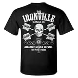Ironville Heavy Iron Outlaw Skull Barbells Powerlifting T-Shirt