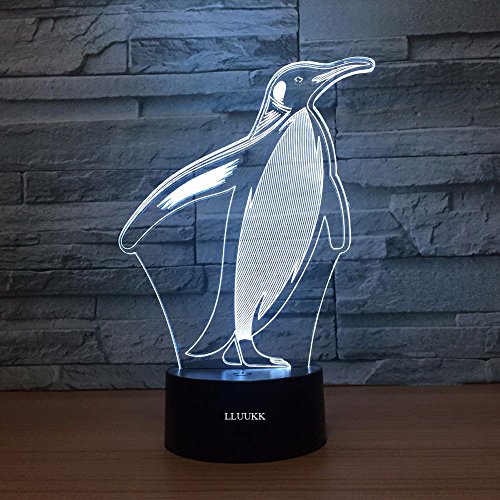image for LLUUKK Visual 3D Night Light Lamp Penguin Toys Desk Lamp Table Decorat