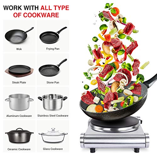 SUNAVO Hot Plate for Cooking Portable Electric Single Burner 1500W 5