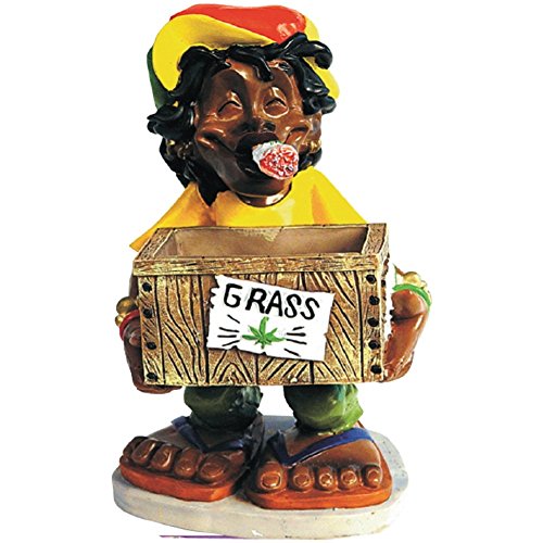 Ashtray - Rasta Jamaican Figurine Marijuana Weed Leaf Cannabis Stashbox - Funny Novelty Ashtray and Smoking Accessory