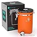 Coffee Gator Stainless Steel Coffee Grounds and Beans Container Canister with Date-Tracker, CO2-Release Valve and Measuring Scoop, Large, Orange