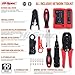 Hi-Spec 9 Piece Network Cable Testing & Wiring Repair Tool Kit. Remote LED Continuity Test Box, Screwdrivers, Cutters & Strippers, Crimper & Krone Punch Down Tool in a Zipper Case