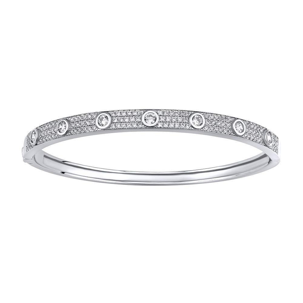 SILVEGO – ZTD187257 – Women's 925 Sterling Silver Bangle Bracelet with Zirconia