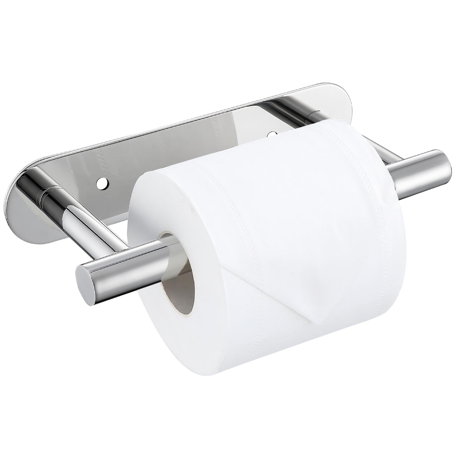Photo 1 of Chrome Toilet Paper Holder, Upgraded SUS304 Stainless Steel Toilet Roll Holder, Modern Double Base Paper Towel Holder Wall Mount for Bathroom, Kitchen, Washroom