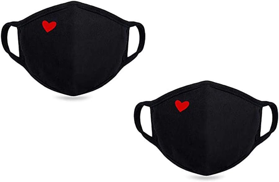 Pollyhb 1/2 Pcs Cotton Earloop Cover Riding Dustproof Mouth Face Guard Anti Fog Fashion Black Cover for Unisex Outdoor Protect (2 Pcs)