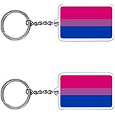 FHZJKJX 2 Pack Bisexual Bi Pride Flag Keychain LGBT Key Ring-(Bisexual Bi Pride)