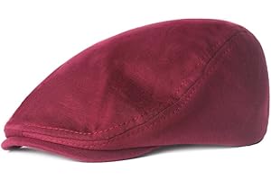 Men's Cotton Flat Ivy Gatsby Newsboy Driving Hat Cap Hunting Driving Beret Wine Red