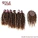 Style Icon Synthetic Kinky Curly Blonde Hair 16-20 inch 7Pieces/lot High Temperature Fiber Afro Kinky Curly Hair 6 Pieces With Closure Lace For Black Women (16