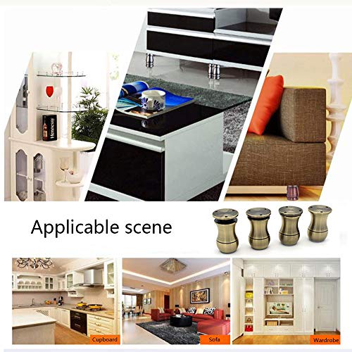 Tueascallk 3.1"-3.5" Adjustable Heavy-Duty Aluminum Furniture Legs, Cabinets/Tables/Chairs/Sofa Feet, with Non-Slip Transparent Rubber Base, Brushed Bronze, Set of 4