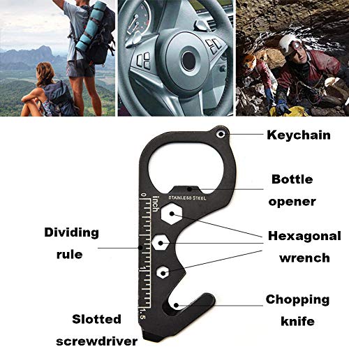 Sihand Bottle Opener Keychain Pliers Keychain Stainless Steel Multi-Function Tool Card Opener Pocket Tool (Black) - Thumbnail 2