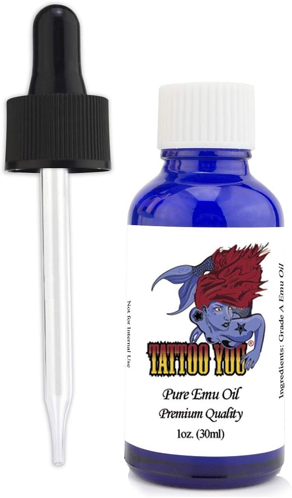 Tattoo You Emu Oil, 1 Ounce Dropper, Black Cap, Cuticle Oil, Cuticle and Nail Repair
