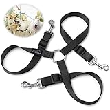 3 Dog Leash Coupler, PETBABA 1-1.6FT Long Adjustable Training Dog Lead for 3 Dogs Black