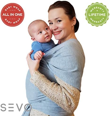 Soft Baby Wrap Sling Carriers – 100% Natural Cotton Safe for Newborn – Styles Infant Blankets – Perfect for Shower Gift - Color Grey