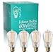 Tungsten & Glass Edison Bulbs 4 Pack - Dimmable 60W Decorative Amber Glow Incandescent Exposed Filament Light Bulb - 240 Lumens
