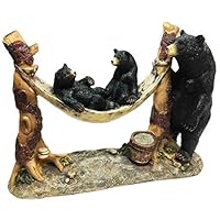 Ky & Co YK Black Bear and Cubs on Hammock Family Decorative Figurine Statue Resin Animal