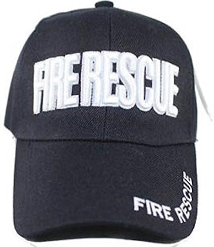 Fire Fighter Rescue Hat Baseball Cap Adjustable Embroidered 3D Black Navy