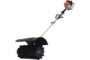 VOOHEK Gas Powered Snow Sweeper Brush Broom, Cordless Hand Held Walk Behind Power Shovel Snow Cleaner for Driveway Lawn Garden, 52CC 2-Stroke, 2.4HP (Extra Large)