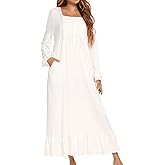 Homgro Women's Cotton Nightgown Long Sleeve Nightgowns Victorian Vintage Autumn Night Shirt