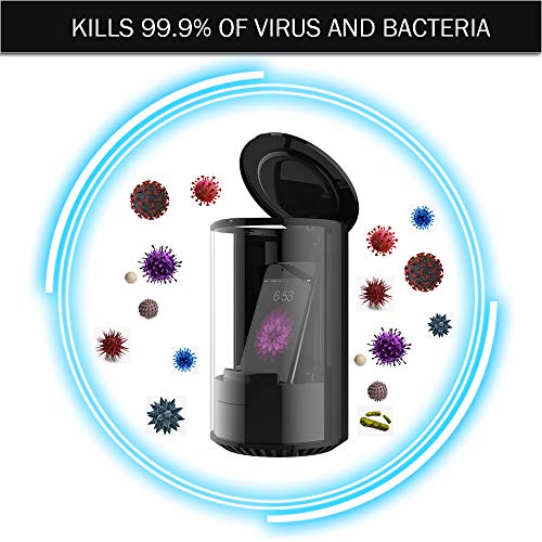 Tesla Desktop Supercharger, Portable Phone Sanitizer & Charger Lamp – Cleans All Smartphones, Car keys, Makeup & Nail Tools, Illumination & Fast Charging for Iphone & Android Smartphone